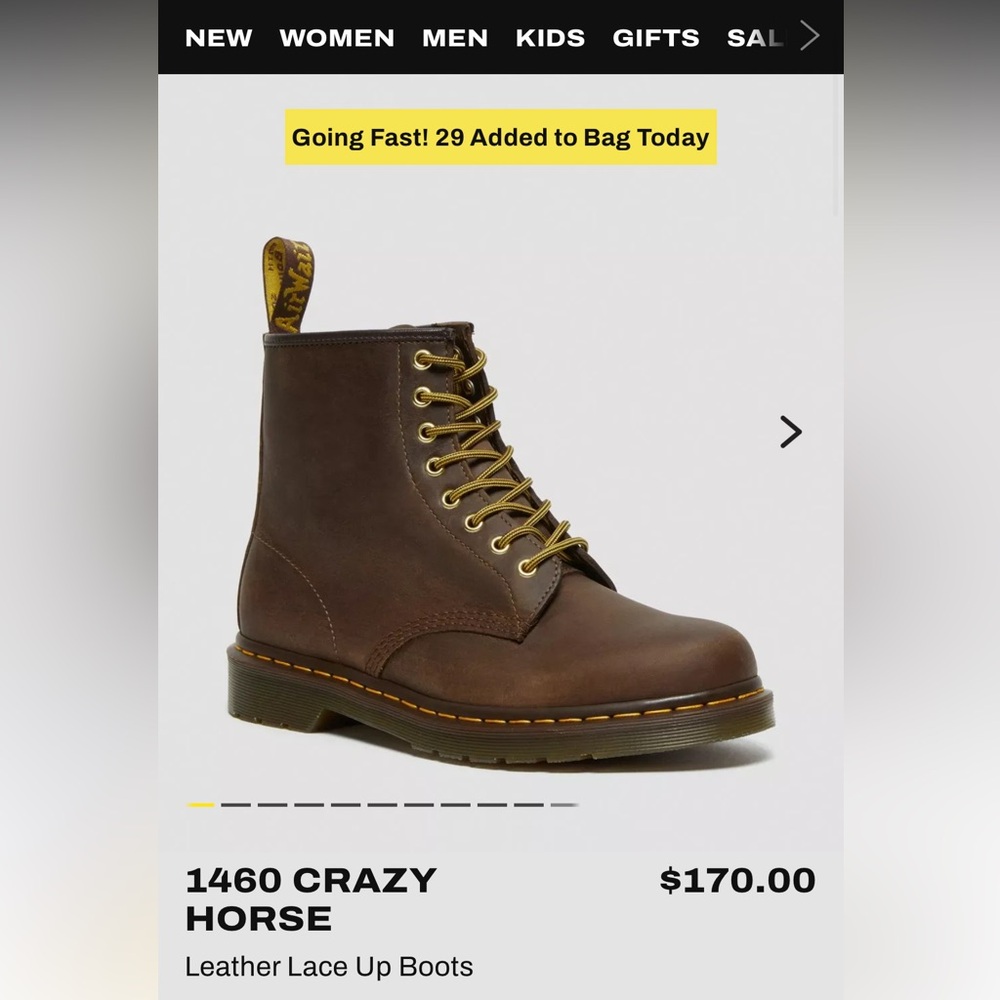 Dr. Martens Crazy Horse Leather Boots (women’s 7)